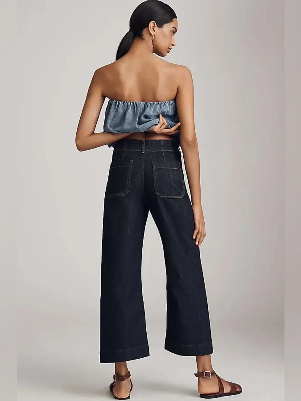 Anthropologie Maeve Colette High-Rise Wide-Leg Cropped Jeans